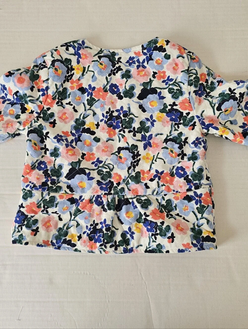 JANIE And JACK floral Quilted Jacket Childs Size 7-8 Corduroy Snap Front - Picture 8 of 11